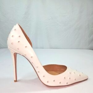 Aquazzura White Stiletto Heels with Studded Embellishments Size 37.5 NWT